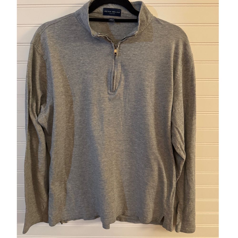 Peter Millar Womens's Gray Quarter Zip Pullover Long Sleeve Sweater Size L‎